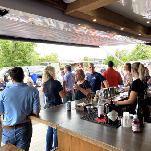 Philly Yard Bar looking out to crowd of people