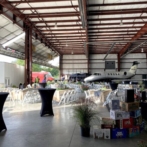 Philly yard bar at airplane hanger for event