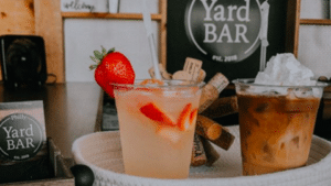 Philly Yard Bar January 2023 edit pic Strawberry Cocktail in plastic cup
