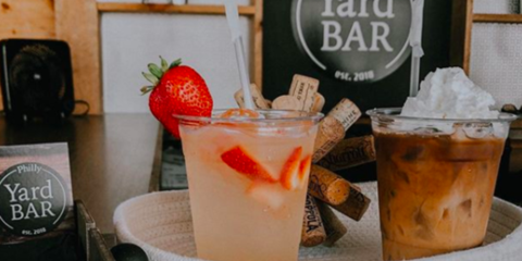 Philly Yard Bar January 2023 edit pic Strawberry Cocktail in plastic cup