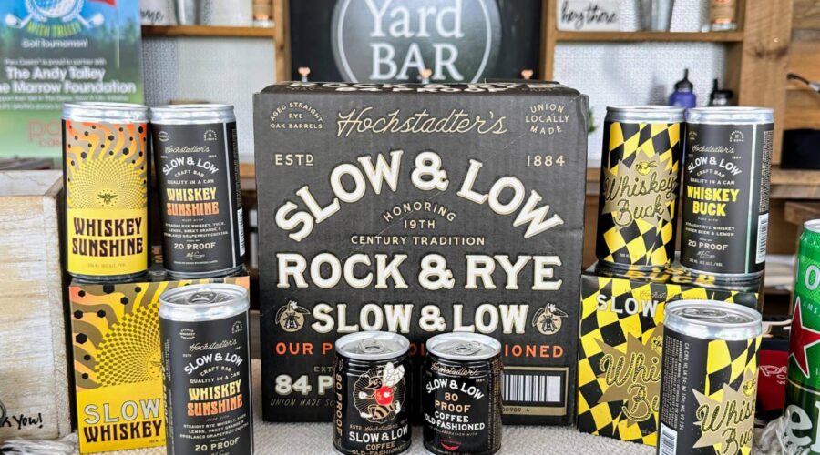 Home 11 Philly Yard bar's display of slow and low rock and rye, koozies, whiskey sunshine- golf outing goodies